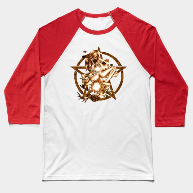 pentagram Baseball T-Shirt by Merilinwitch